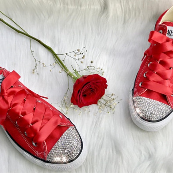 Red Swarovski Bling Converse - Picture 2 of 6